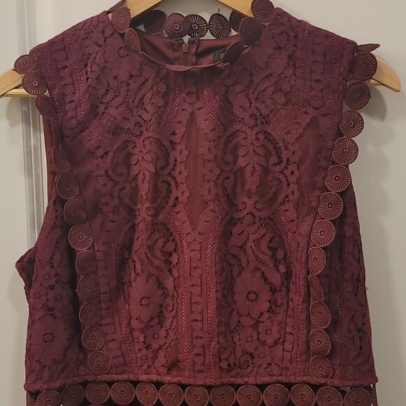 Jodi Kristopher Deep Cherry Red Lace Dress - Picture 3 of 6